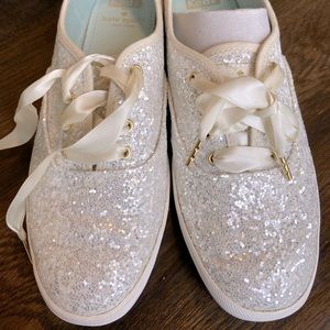 Kate Spade white sparkly Keds sneakers